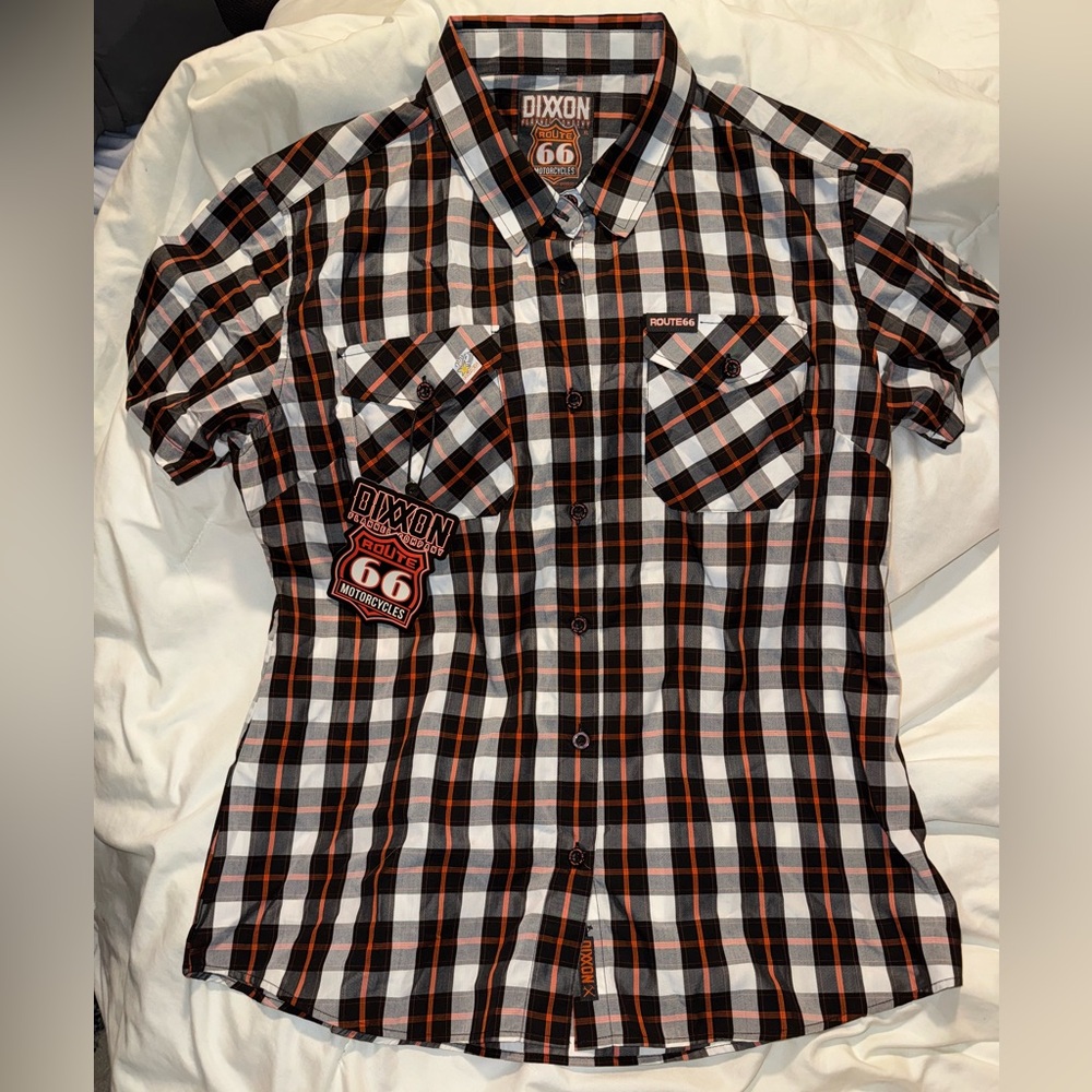 DIXXON Black and Orange Checkered Kids Shirt